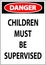 Pool Safety Sign Danger, Children Must be Supervised