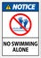 Pool Safety Sign Notice, No Swimming Alone