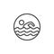 Pool swimming line icon