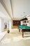 Pool table inside modern house