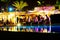 Pool Terrace at Night, Friends Having Fun, Party Outdoors, Nightclub and Bar