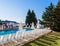 Pool on the territory of hotel. Morning. Resort Albena