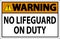 Pool Warning Sign No Lifeguard On Duty
