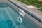 Pool water filtration system. Pure water. View from above