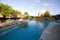 Pool and waterway at luxury resort in Mexico