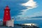 Poolbeg lighthouse at night. Dublin. Ireland