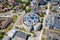 Poole UK, 17th June 2020: Aerial photo of the Bournemouth University, Talbot Campus buildings from above showing the Arts