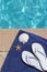 Poolside holiday scenic shell towel thongs