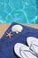 Poolside holiday scenic shell towel thongs
