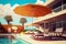 Poolside Perfection: Sun Loungers and Umbrellas at a Modern Hotel - Generative AI