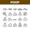 Poop Excrement Pile Collection Icons Set Vector