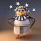 Poor 3d penguin pharaoh Tutankhamun is dizzy with stars in his eyes, 3d illustration