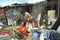 Poor Argentine women working in recycling at home