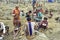 Poor Bangladeshi family working in gravel pit