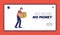 Poor fired man holding box with belongings. No work, no money landing page concept