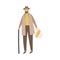 Poor homeless sad man in old clothes a vector isolated illustration