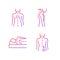 Poor posture problems gradient linear vector icons set