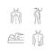 Poor posture problems linear icons set