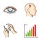 Poor vision, headache, glucose test, insulin dependence. Diabetic set collection icons in cartoon style vector symbol