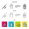 Poor vision, headache, glucose test, insulin dependence. Diabetic set collection icons in flat,outline,monochrome style
