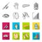 Poor vision, headache, glucose test, insulin dependence. Diabetic set collection icons in monochrome,flat style vector