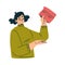 Poor Woman Character with Empty Wallet Having No Money Vector Illustration