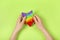 Pop It Antistress game fidget. Pop Fidget Sensory Toy for Autism Special Needs Stress Relief. Silicone Pressure Relieving Toy in