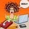 Pop Art Aggressive Screaming Woman with Laptop