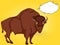 Pop art animal artiodactyl, bison, cow. Comic book style imitation, text bubble