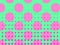 Pop art background, circles, dots pink against green. Comic book