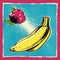 Pop art banana.vivid colour illustration,