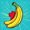 Pop art banana.vivid colour illustration,