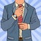 Pop Art Businessman Adjusting Tie. Male Business Fashion Style