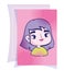 Pop art cartoon girl purple hair halftone comic design