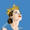 Pop Art Cartoonish Illustration Of A Woman With A Crown