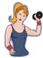 Pop art characters strong woman fit body showing arms and white background