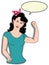 Pop art characters strong woman fit body showing arms and white background