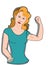 Pop art characters strong woman fit body showing arms and white background