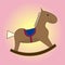 Pop art child wooden horse. Carousel for children.Toys vector