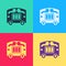 Pop art Circus wagon icon isolated on color background. Circus trailer, wagon wheel. Vector