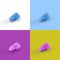 Pop art collage of 3D rendered abstract cloud form cubics isolated on colorful backgrounds