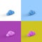 Pop art collage of 3D rendered cloud form isolated on colorful backgrounds