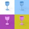 Pop art collage of 3D rendered wine cup isolated on colorful backgrounds