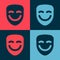 Pop art Comedy theatrical mask icon isolated on color background. Vector