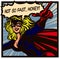 Pop art comic book style superheroine with pointing finger female superhero vector illustration