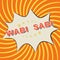 Pop Art comics icon on an orange background: Wabi - Sabi.