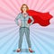 Pop Art Confident Business Woman Super Hero