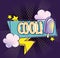 pop art cool word ice cream clouds ray stars design halftone