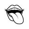 Pop art crazy mouth with tongue out line style icon