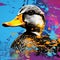 Pop Art Duck Illustration With Vibrant Colors And Multilayered Texture